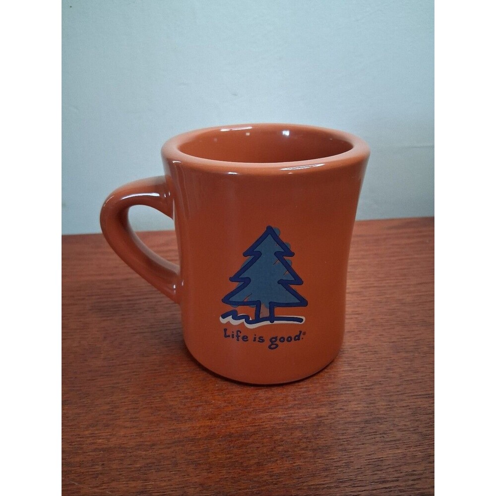 Life is Good Orange with Pine Tree Ceramic Mug
